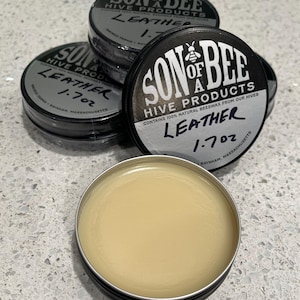 Son Of A Bee | 1.7oz Leather Conditioner.  Made from our pure beeswax, sweet almond oil, coconut oil, lanolin, & carnauba.