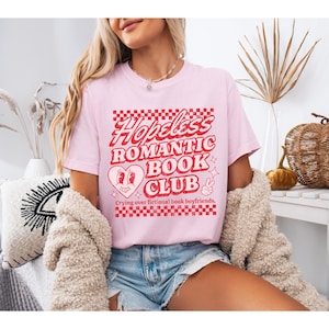 Hopeless Romantic Book Club T-Shirt| Comfort Colors | Book Merch | Bookish | Book Lover | Romance Reader | Distressed | Oversized Fit