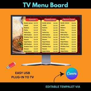 TV Menu Board for Restaurant, Digital TV Menu Board, Restaurant Menu Display Screen, Digital TV Signage, Menu Board For Indian Sweets