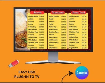 TV Menu Board for Restaurant, Digital TV Menu Board, Restaurant Menu Display Screen, Digital TV Signage, Menu Board For Indian Sweets