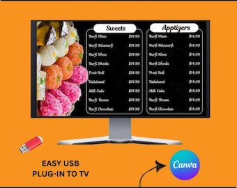TV Menu Board for Restaurant, Digital TV Menu Board, Restaurant Menu Display Screen, Digital TV Signage, Menu Board For Indian Sweets