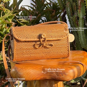 Rattan Bali Geldbörse - HardWoven Crossbody Clutch | Handgemachte Artisan Bag Indonesien authentische importiert