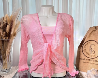 Sheer Knit Cardigan Shrug | Pink, Purple & Red Boho Cover-Up
