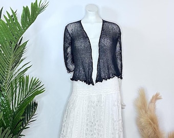 Knitted Mesh See Through Cardigan Shrug Bolero All in One! 3/4 or
