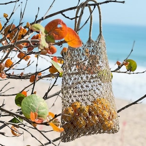 Netztasche - Boho Sac Tote in handgewebtem Mesh-Design, leicht und umweltfreundlich für Strand, Markt oder alltäglichen Gebrauch