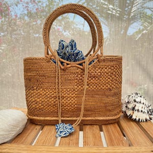 Rattan Bag Sunduna - Handwoven Natural Rattan Tote | Eco-Friendly HardWoven Bag for Everyday Use Authentic Indonesia Imported Summer Rattan