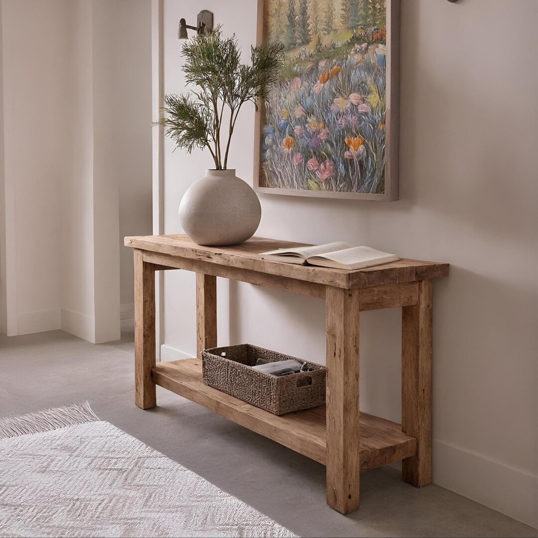 Solid Rustic Wooden Console Table – Custom Handcrafted Farmhouse ...