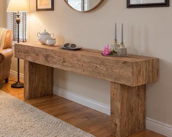 Custom Rustic Console Table – Farmhouse Solid Wood Entryway, Narrow Hallway Bench with Live Edge