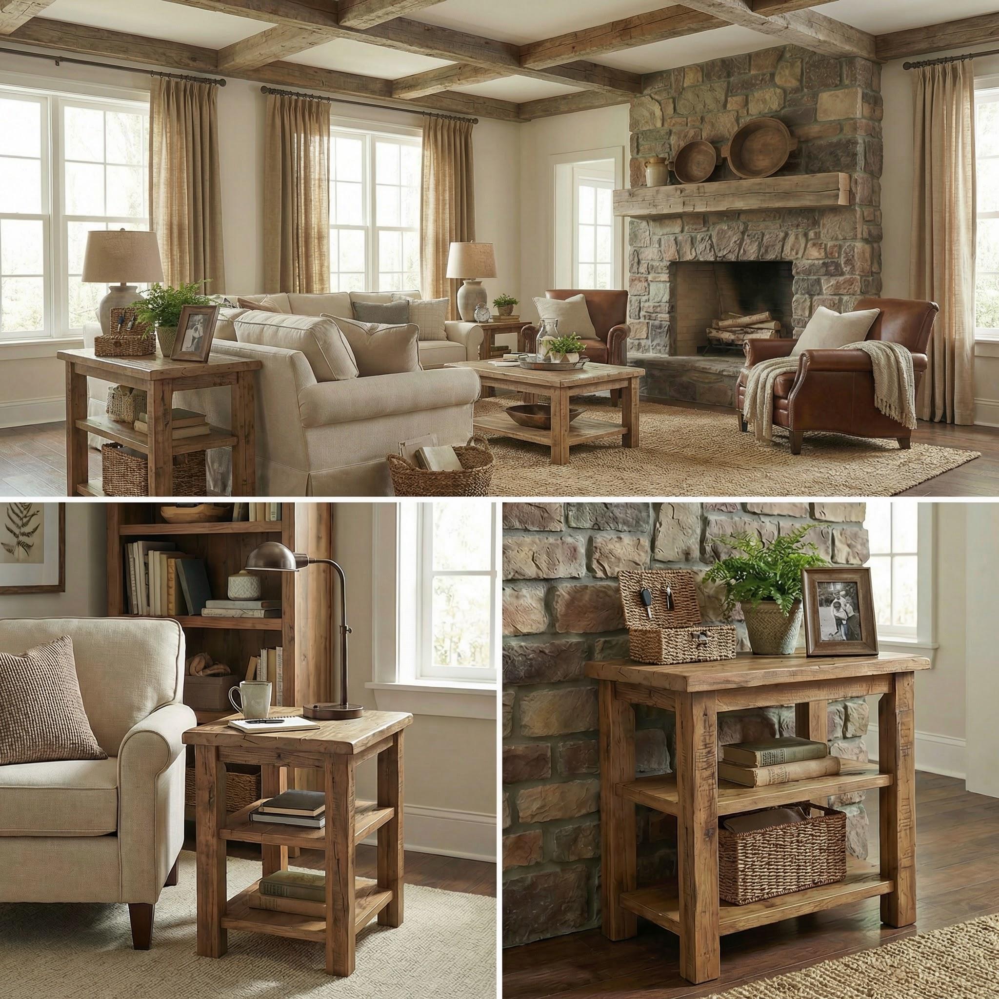 Rustic End Table | Custom Live Edge Wood Side Table | Farmhouse Style ...