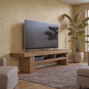 Handmade Rustic Solid Wood TV Stand: Farmhouse Media Console