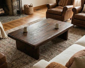 Handmade Rustic Coffee Table - Solid Wood Center Table, Living Room Furniture