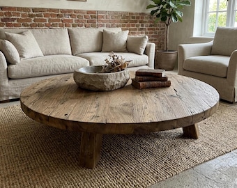 Coffee Table: Rustic Farmhouse Style - Live Edge Reclaimed Wood