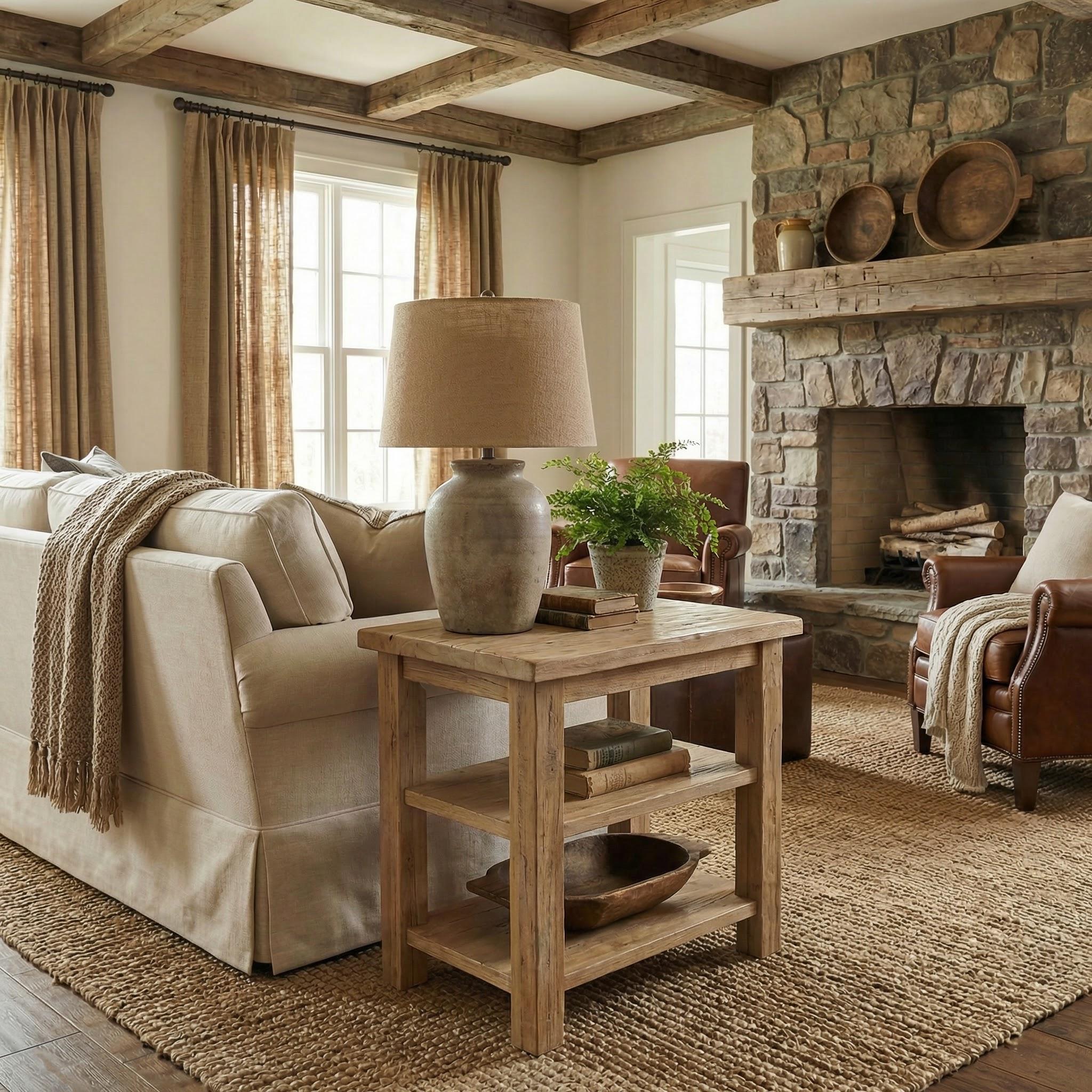 Rustic End Table | Custom Live Edge Wood Side Table | Farmhouse Style ...