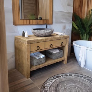 Solide rustikale Badezimmer Eitelkeit - Kundenspezifisches handgefertigtes Bauernhaus Kleine Live Edge zurückgefordert und Scheunenholz Eitelkeiten - Einzigartiges Design - Wohnkultur