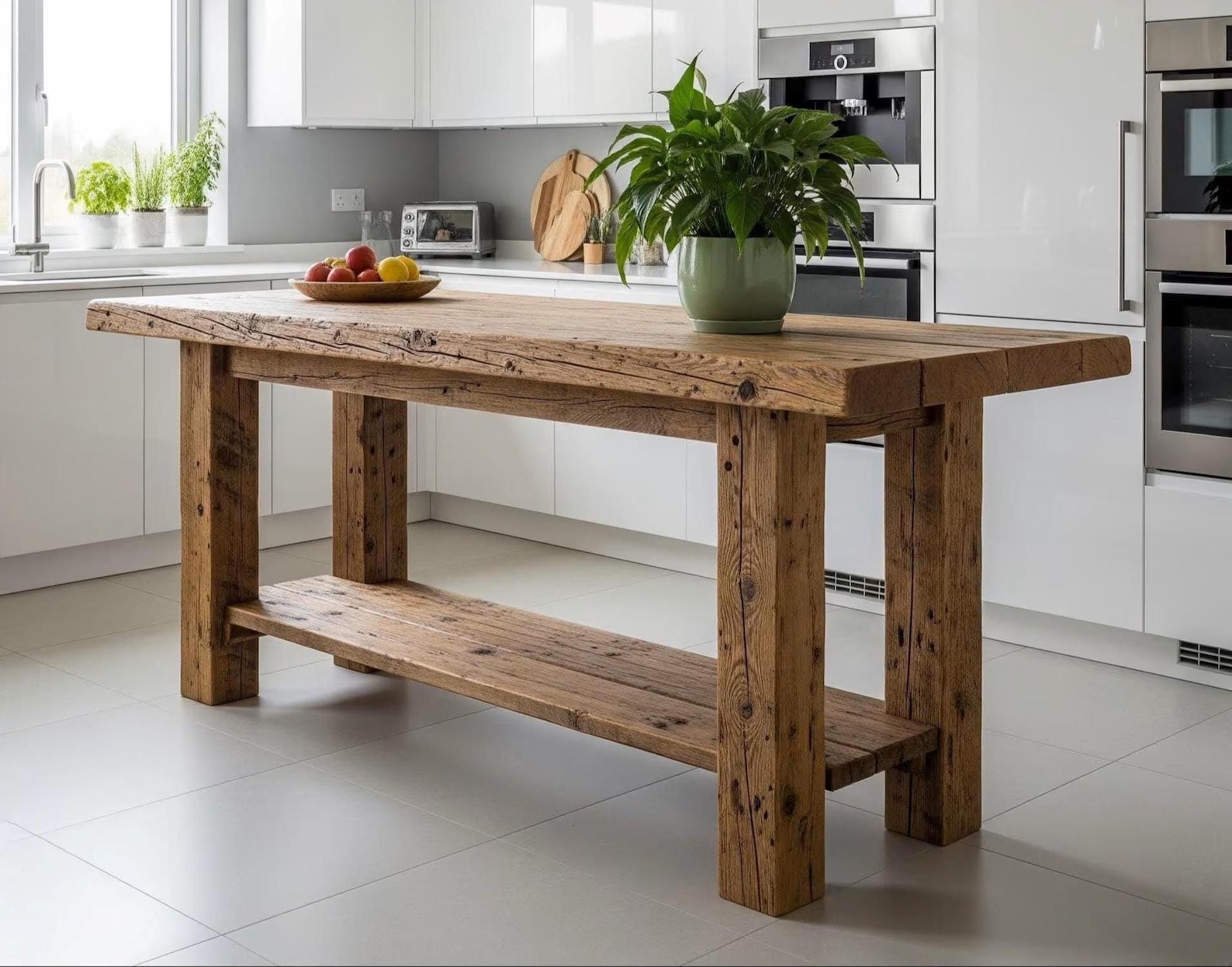 Kitchen Island Table: Rustic Wood With Storage - Custom Sizes - Etsy