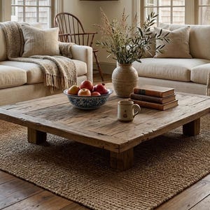 Custom Rustic Coffee Table – Handcrafted Farmhouse Solid Wood, Unique Live Edge Reclaimed Barn Table