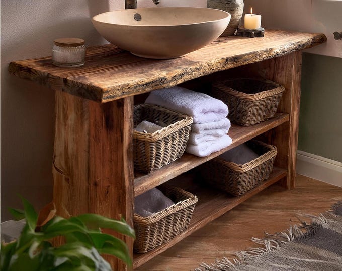 Solid Rustic Bathroom Vanity Custom Handcrafted Farmhouse Small Live ...
