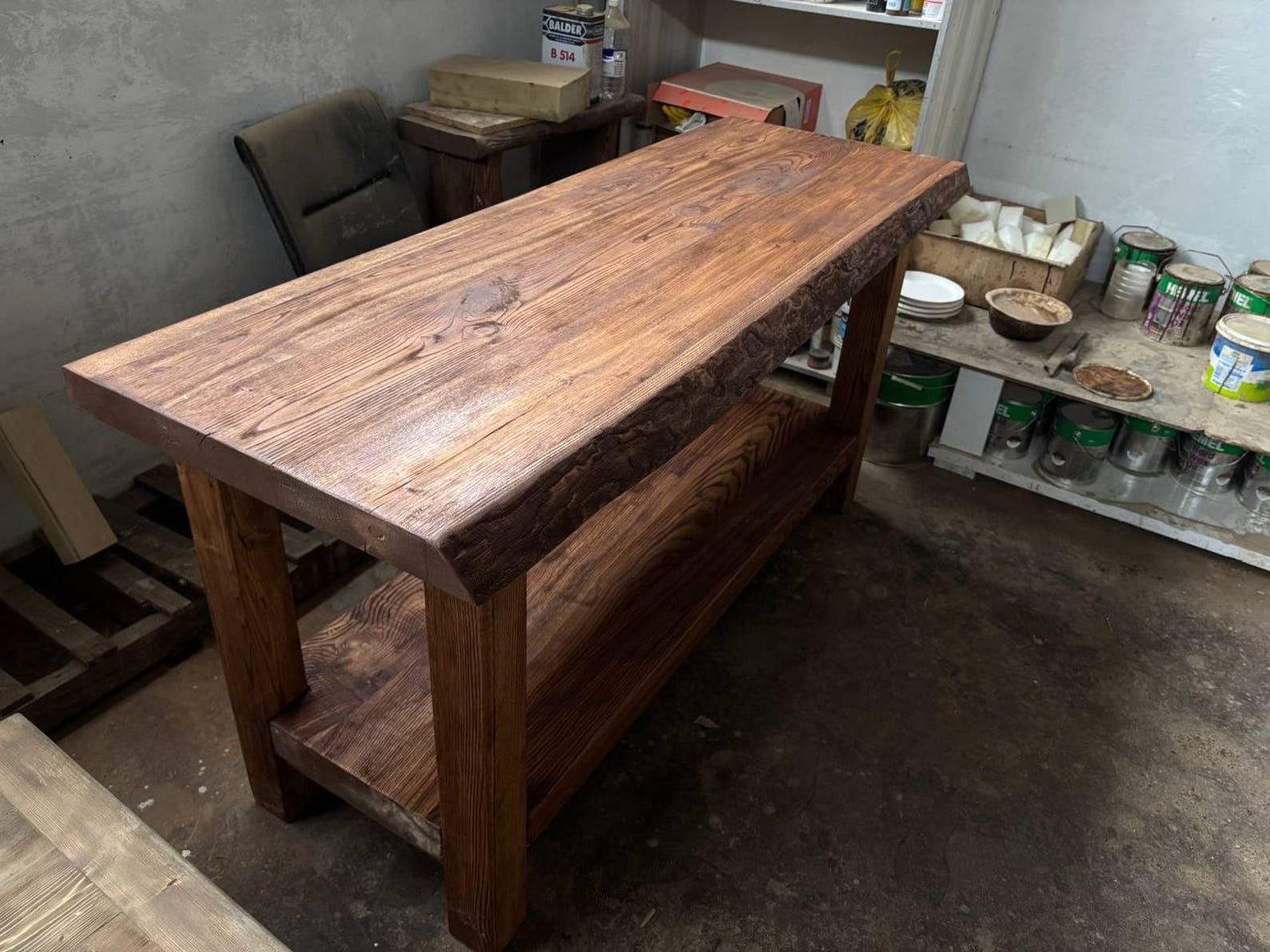 Kitchen Island Table: Rustic Wood With Storage - Handcrafted Design - Etsy