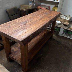 Kitchen Island Table: Rustic Wood With Storage - Handcrafted Design - Etsy