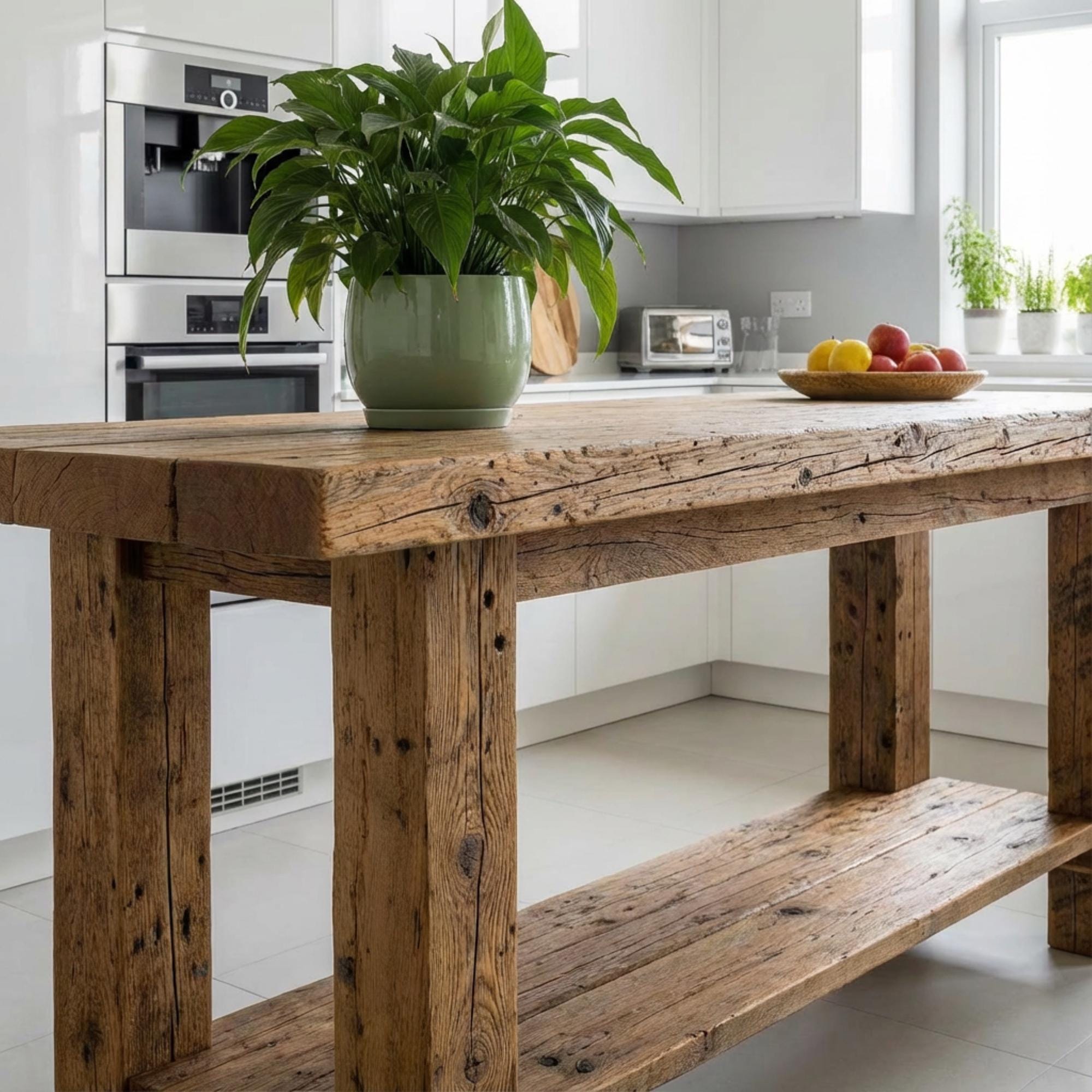 Kitchen Island Table: Rustic Wood With Storage - Custom Sizes - Etsy