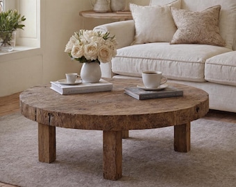 Coffee Table: Rustic Farmhouse Style - Live Edge Reclaimed Wood