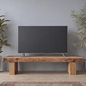 Rustikaler Massivholz Tv Stand - Floating Media Konsole - Bauernhaus Unterhaltungszentrum - Handgemachte Möbel