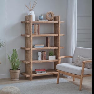 Handmade Rustic Bookcase - Solid Barnwood Farmhouse Shelves