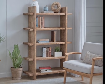 Handmade Rustic Bookcase - Solid Barnwood Farmhouse Shelves