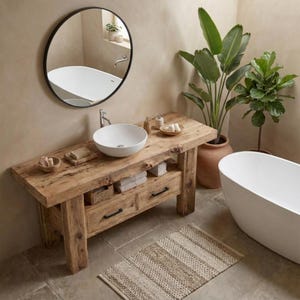 Rustic Bathroom Vanity – Solid Handmade Farmhouse Style, Small Live Edge Reclaimed Barn Wood Cabinet bild 12
