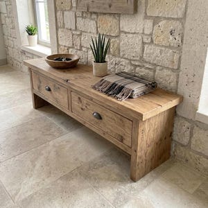 Rustic Entryway Bench with Storage Drawers | Custom Farmhouse Hallway Handmade Furniture