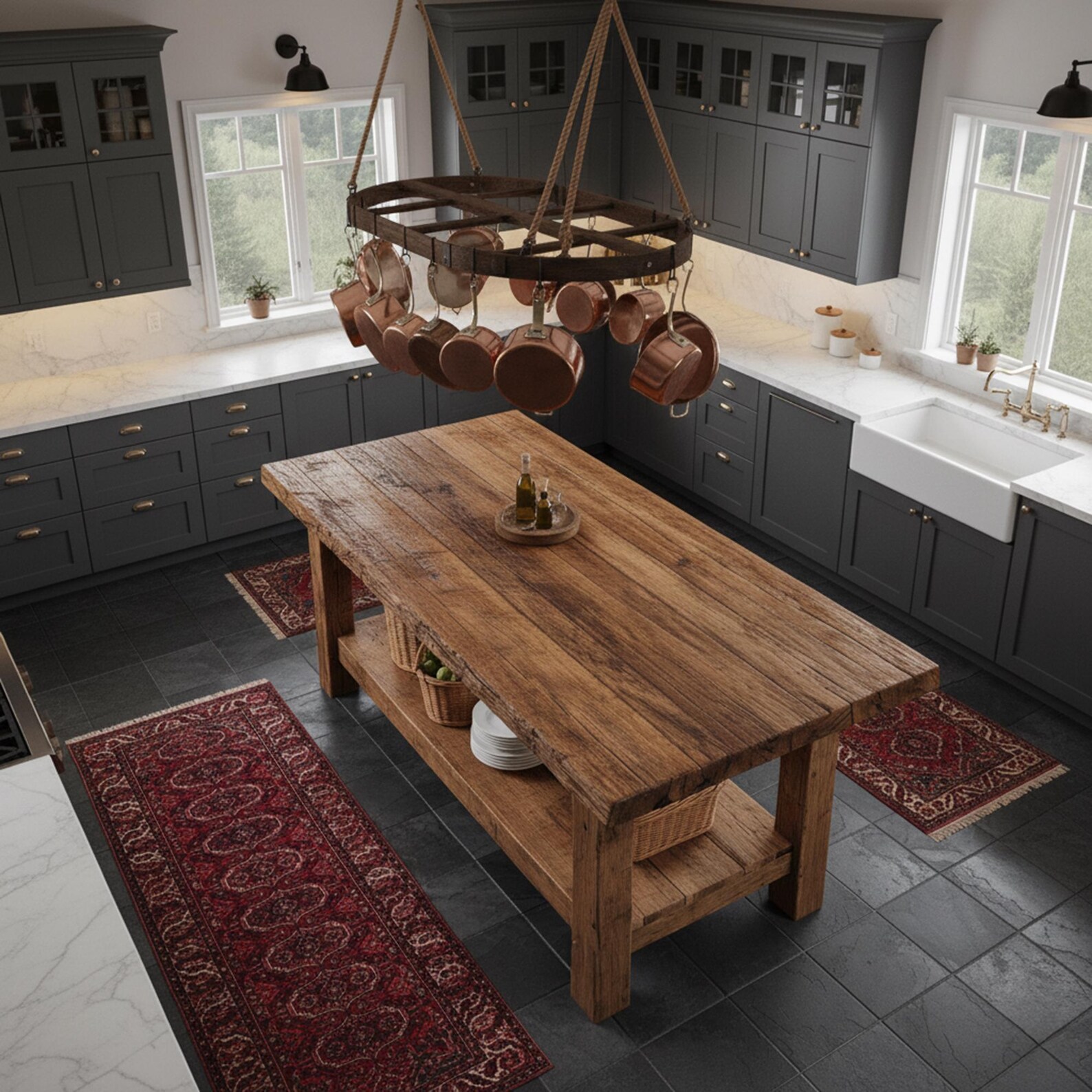 Kitchen Island Table: Rustic Wood With Storage - Handcrafted Design - Etsy
