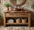Rustic Bathroom Vanity – Solid Handmade Farmhouse Style, Small Live Edge Reclaimed Barn Wood Cabinet