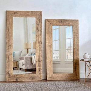 Rustic Wood Mirror Frame | Handmade Farmhouse Style | Unique Vintage Wall Accent