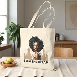 Empowering Dreamer Tote Bag | Eco-Friendly Cotton Canvas, Reusable Grocery Bag, Gift for Her, Stylish Shopping Tote, Inspirational Art
