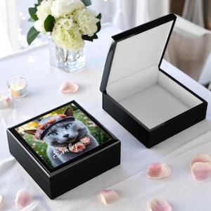 Charming Cat Jewelry Box, Cat Lover Gift, Floral Design, Storage for Keepsakes, Cute Cat Decor, Unique Cat Lover Gift