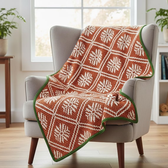 Nordic Snowflake Mosaic Crochet Pattern PDF | Digital Cozy Winter Blanket Chart & Instructions