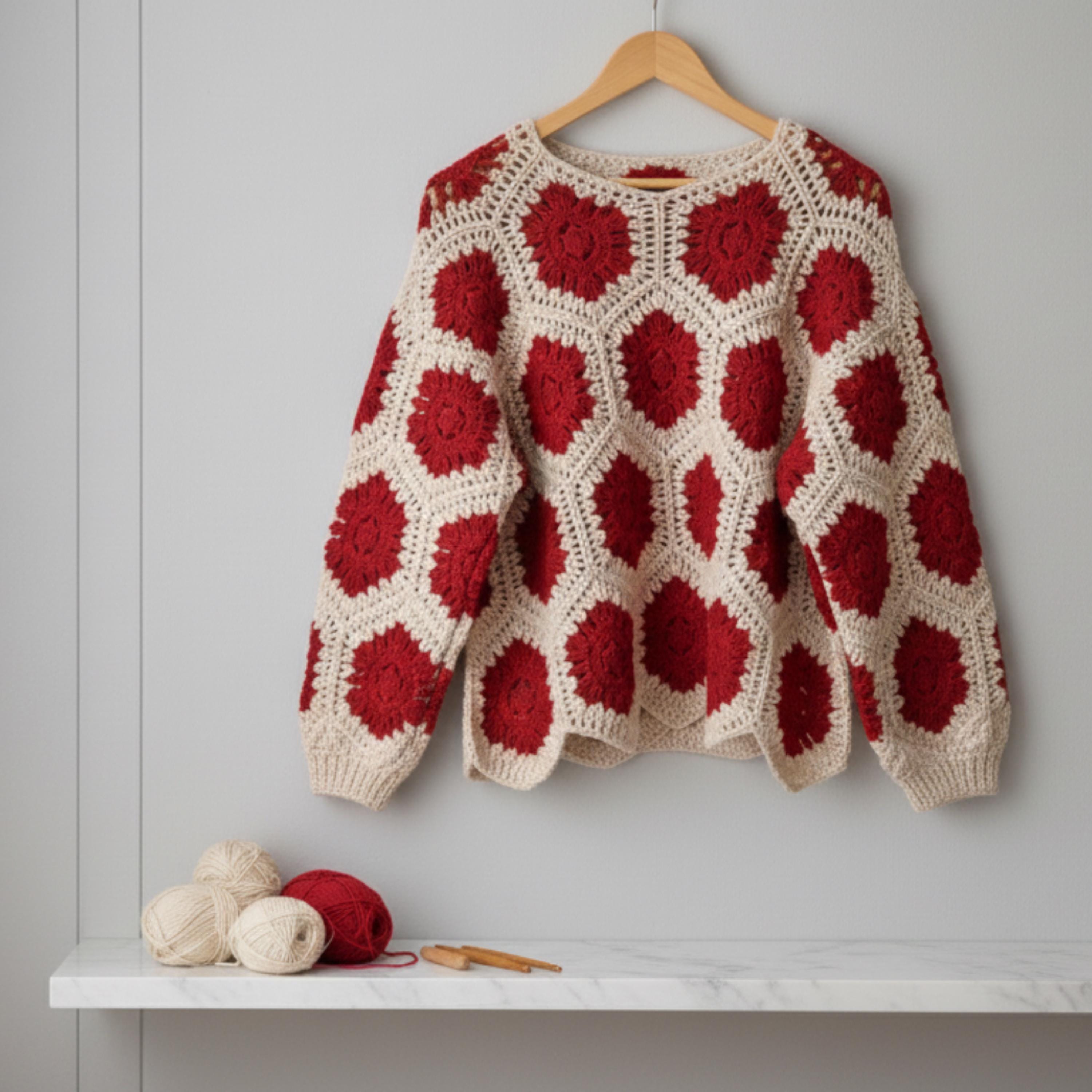 Red Flower Cardigan - Etsy