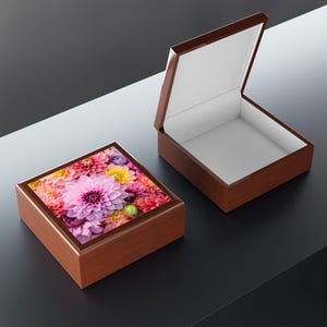 Colorful Floral Jewelry Box - Floral Keepsake Organizer, Gift for Her, Birthday or Wedding Gift, Blooming Flower Storage Box