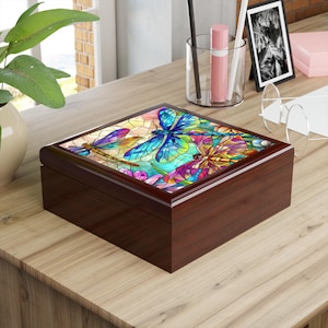 Stained Glass Dragonfly Jewelry Box
