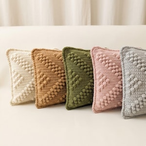Textured Bobble Crochet Pillow Pattern, Modern Decorative Cushion PDF, Minimalist Home Decor Tutorial