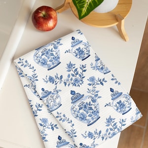 Botanical Blue Tea Towels  Charming Kitchen Decor, Perfect for Gifts, Home Decor, Weddings, and More