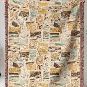 Abstract Geometric Collage Blanket | Woven Throw, Modern Patchwork Pattern