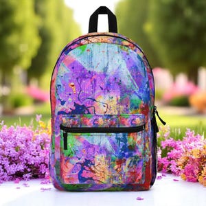Vibrant Painted Backpack | Colorful Art Rucksack | Perfect for School, Travel, Gift, Festivals, Accessories