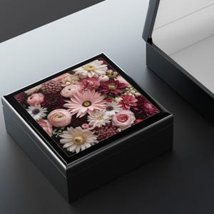 Elegant Floral Jewelry Box, Decorative Storage, Wedding Gift, Floral Keepsake, Jewelry Organizer, Gift for Her