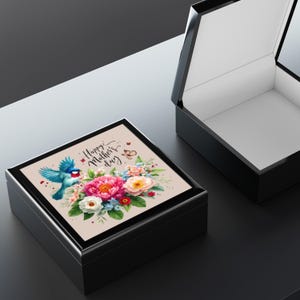 Floral Mother&#39;s Day Jewelry Box, Gift for Mom, Decorative Keepsake Box, Spring Decor, Flower Box for Jewelry Storage