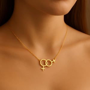 Lesbian Necklace - Lesbian Pride LGBTQ Jewerly Sterling Silver Double Venus Necklace - Pride Necklace - Gift For Her - Lesbian Gift