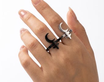 Lilith Ring Black Moon Lilith Jewelry Occult Ring Gothic Accessories Dark Goddess Jewelry Wiccan Gift Pagan Ring Stainless Steel Jewelry