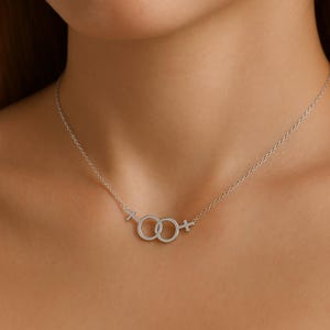 Lesbiskt halsband - Lesbisk stolthet HBTQ-smycken i sterlingsilver med dubbelt Venus-halsband - Pride-halsband - Present till henne - Lesbisk present