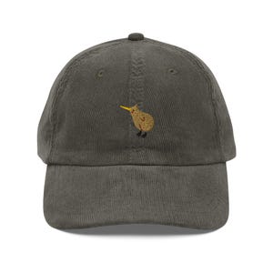 Kiwi Corduroy Hat | Cute Kiwi Embroidered Hat | New Zealand Flightless Bird Kiwi Corduroy Hat