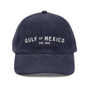 Gulf of Mexico Corduroy Cap | Mexico Gulf Embroidered Hat | Mexico Boating Fishing Vintage Retro Dad Hat